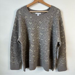 Athleta Hawthorn Textured Crew Sweater Plus Size 1X Gray Animal Print Pullover